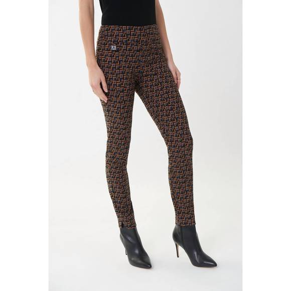 NEW JOSEPH RIBKOFF geo print slim fit pant in copper/black